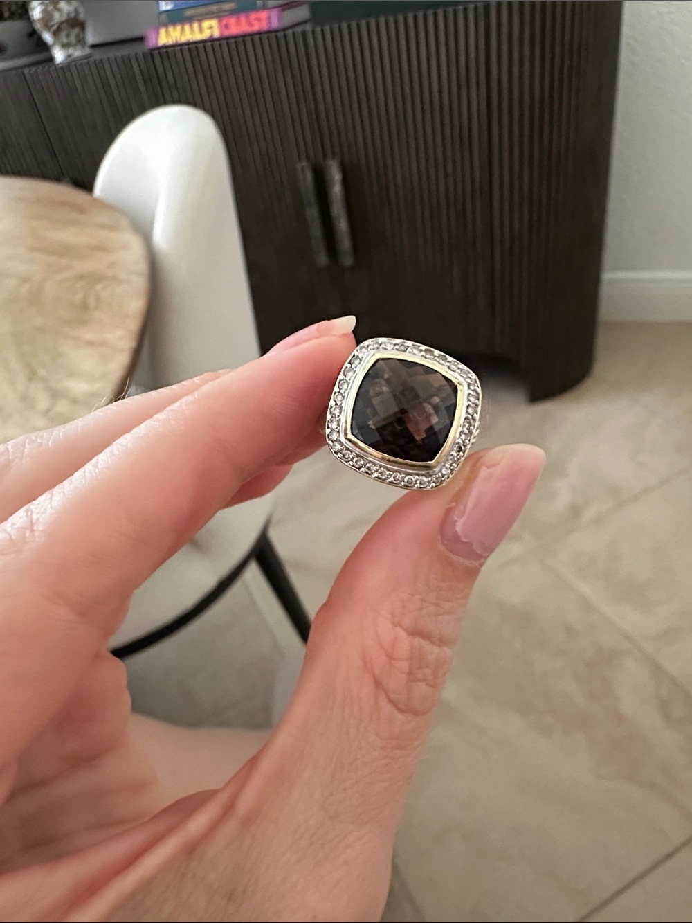 Smoky Topaz Ring with Diamonds